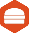 Hamburger icon within an orange hexagon