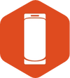 White keg icon on an orange hexagonal background.