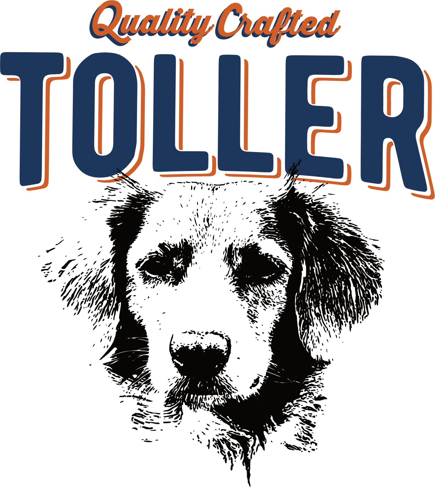Dog's face with 'Toller' text and 'Quality Crafted' above.