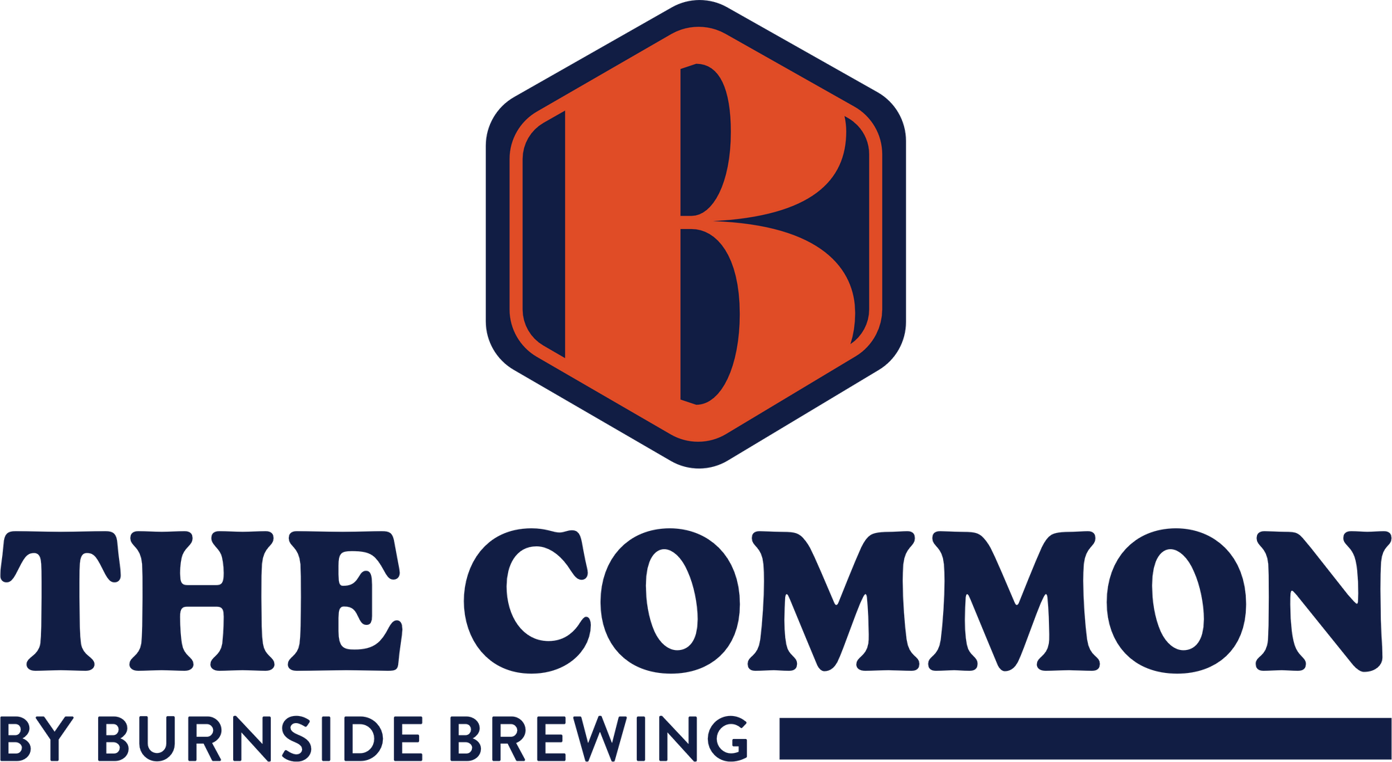 Logo of The Common by Burnside Brewing with an orange 'B'.